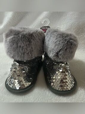 First Steps Sequin Baby Boots